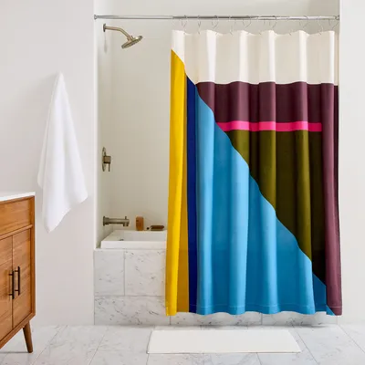 Modern Split Colorblock Shower Curtain | West Elm