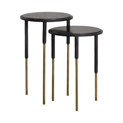 Marble & Wrought Iron Nesting Side Tables (15") | West Elm