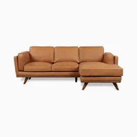 Zander Leather 2 Piece Chaise Sectional | Sofa With West Elm