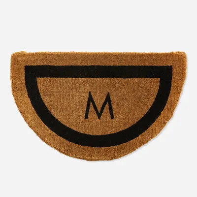 Coco Coir Monogram Semi Circle Doormat | West Elm