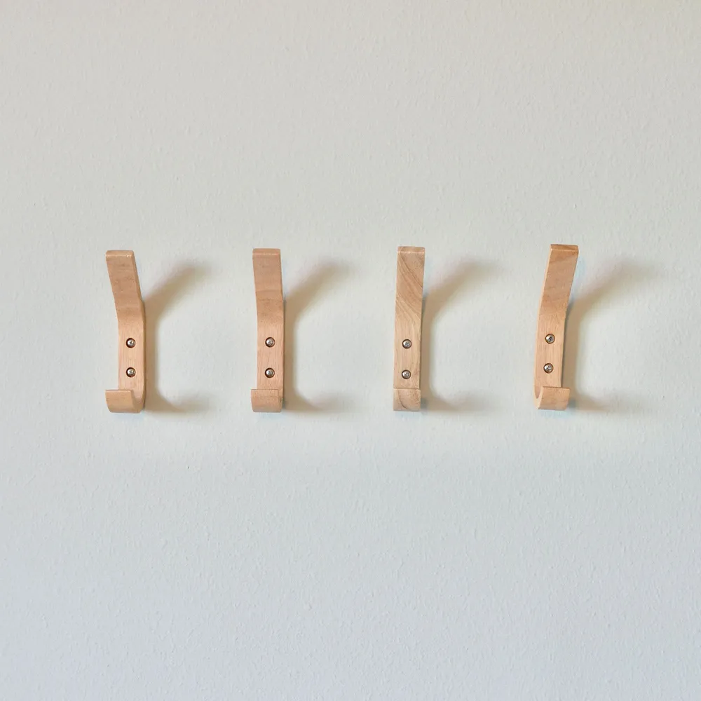 Modern Home by Bellver Wooden L-Shaped Double Wall Hooks - Set of 4 | West Elm
