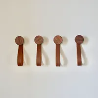 Modern Home by Bellver Cone Wall Hooks w/ Leather Strap - Set of 4 | West Elm