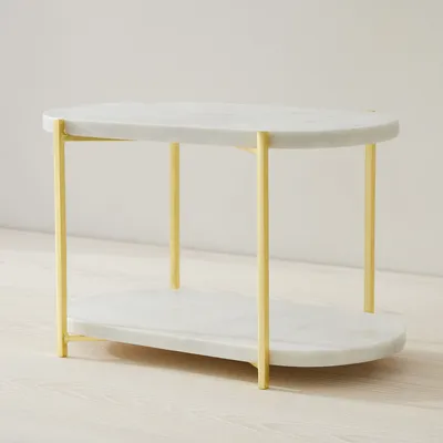 Madison Marble & Brass 2-Tier Stand | West Elm