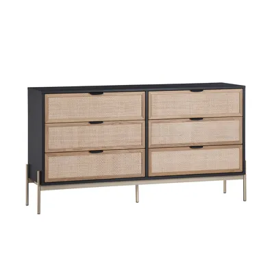 Lofted Rattan & Wood 6-Drawer Dresser (63") | West Elm