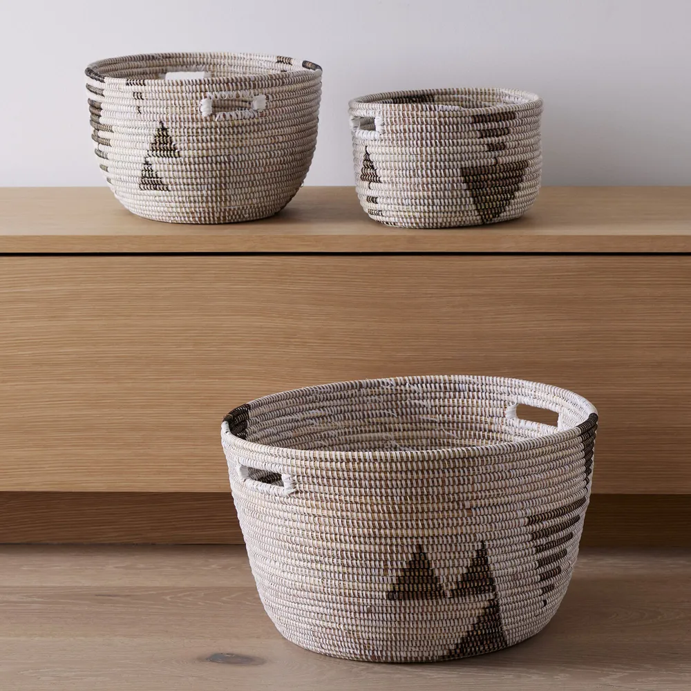Black/White Graphic Woven Baskets (Set of 3) | West Elm
