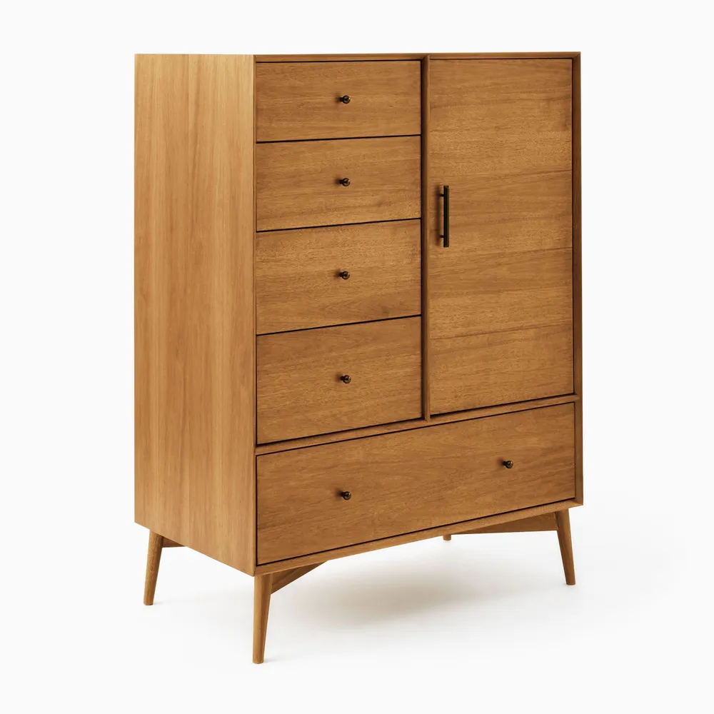 Mid-Century Open Storage Double Bathroom Vanity (63) - Acorn