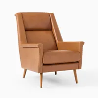 Carlo High-Back Leather Mid-Century Chair