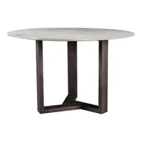Geometric Wood & Marble Round Dining Table (48") | West Elm