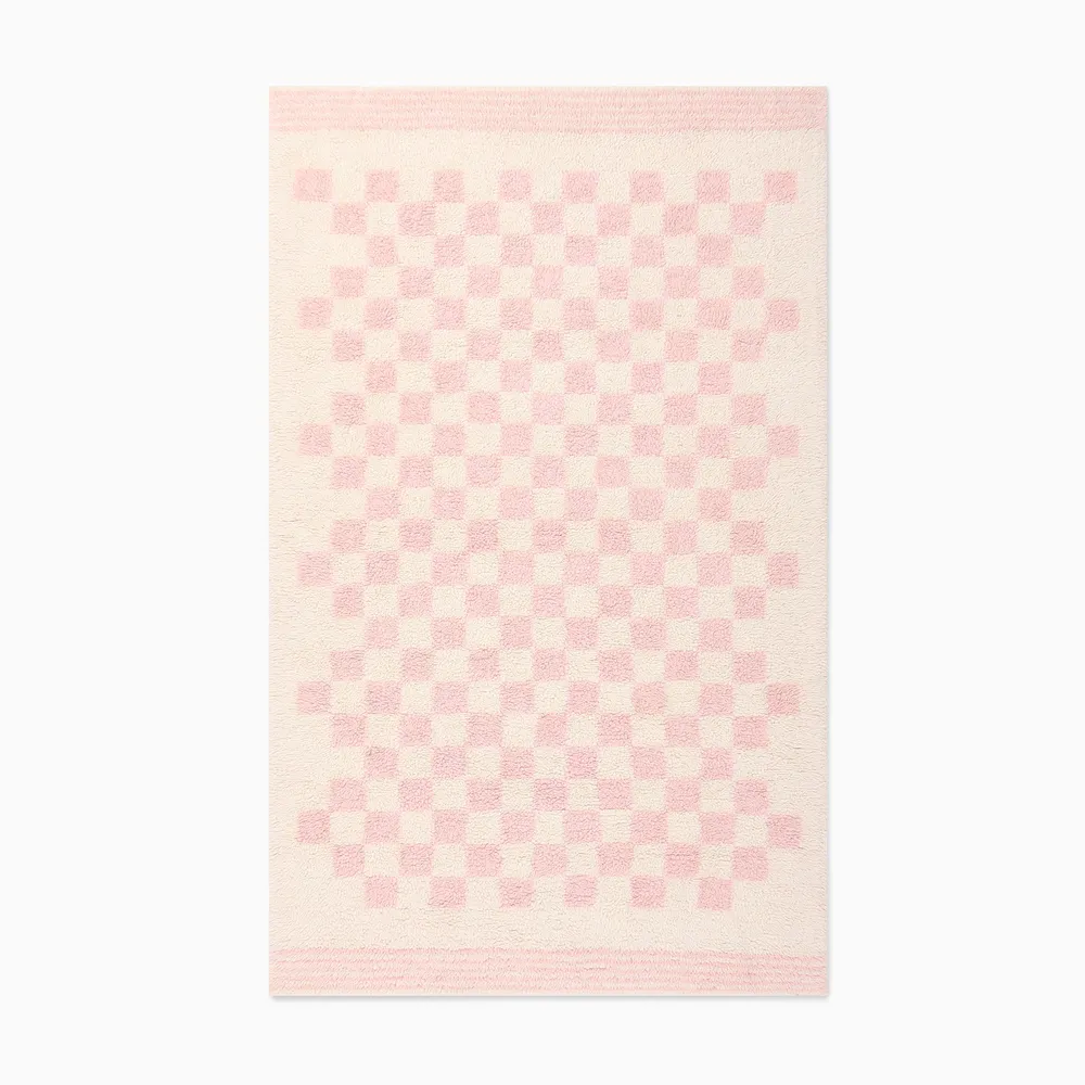 Soft Checkered Shag Washable Rug - Clearance | West Elm