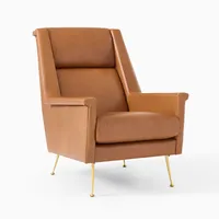 Carlo High-Back Leather Mid-Century Chair