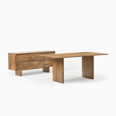 Anton Solid Wood Dining Table (72") & Buffet (63") Set | West Elm