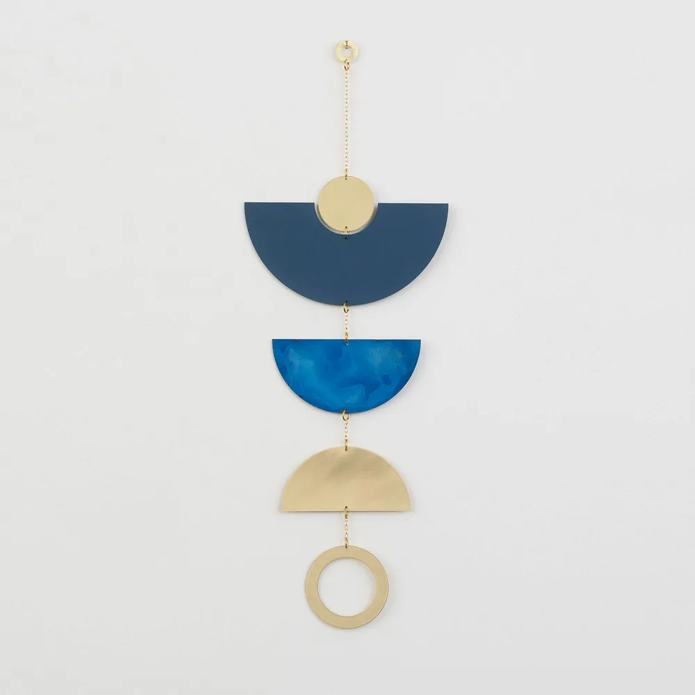 Circle & Line Blue Frond Wall Hanging | West Elm