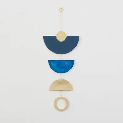 Circle & Line Blue Frond Wall Hanging | West Elm