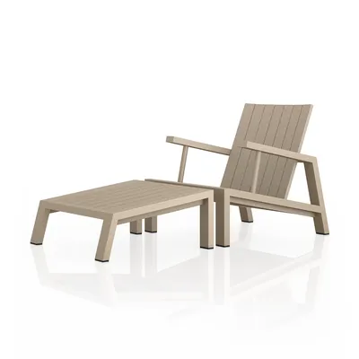Pitched Teak Wood Outdoor Chair w/Ottoman | West Elm