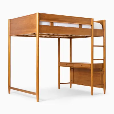 Mid-Century Full Loft Bed w/ Desk | West Elm