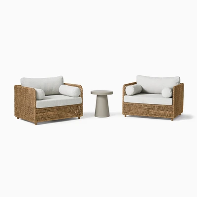Coastal Outdoor Lounge Chairs & Concrete Pedestal Round Side Table Set | West Elm