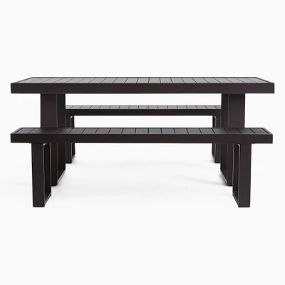 Portside Aluminum Outdoor Dining Table (72") & Benches Set | West Elm