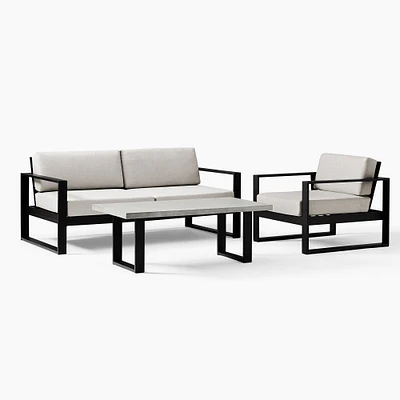 Portside Aluminum Outdoor Sofa (72"), Lounge Chair & Concrete Coffee Table Set | West Elm