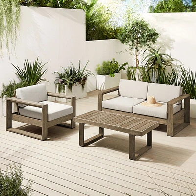 Portside Outdoor Sofa (65"), Lounge Chair & Coffee Table Set | West Elm