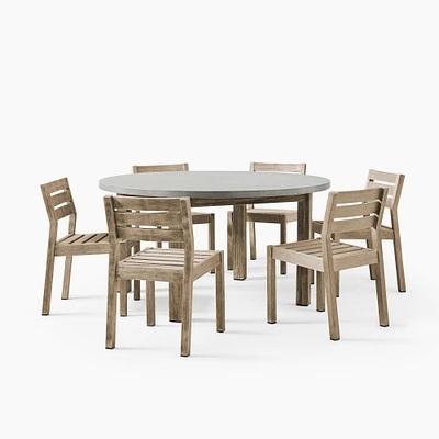 Portside Concrete Outdoor Round Dining Table (60") & Chairs Set | West Elm