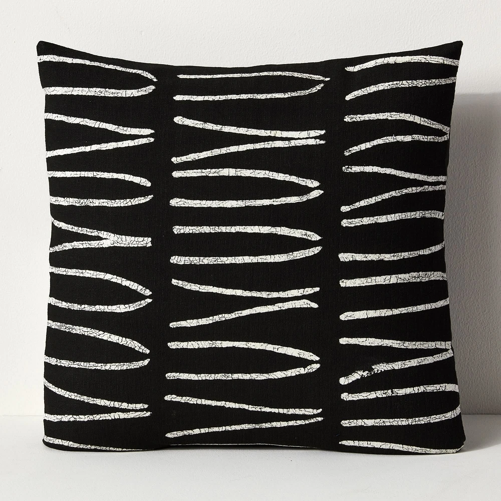 Sadza Batik Lines Pillow Cover - Black | West Elm