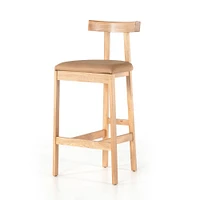 Wraparound Wood & Leather Stool | West Elm