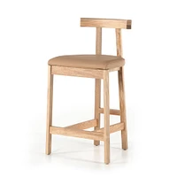 Wraparound Wood & Leather Stool | West Elm