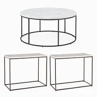 Streamline Round Coffee Table & 2 Side Tables Set - Marble | Modern Living Room Furniture | West Elm