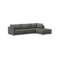 Melbourne Leather 3-Piece Ottoman Sectional (116"–126") | West Elm