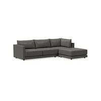 Melbourne Leather 3-Piece Ottoman Sectional (116"–126") | West Elm