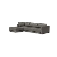 Melbourne Leather 3-Piece Ottoman Sectional (116"–126") | West Elm