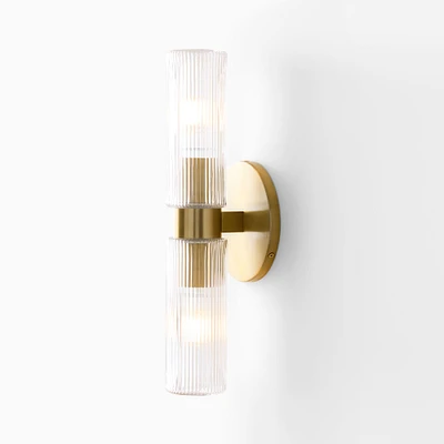 Fluted Double Short Indoor/Outdoor Sconce (16") | West Elm