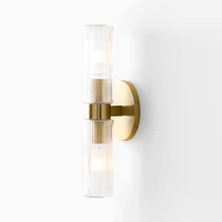 Fluted Double Short Indoor/Outdoor Sconce (16") | West Elm