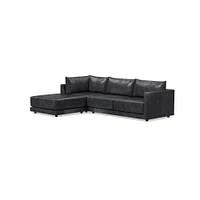 Melbourne Leather 3-Piece Ottoman Sectional (116"–126") | West Elm