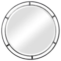 Round Floating Iron Frame Mirror | West Elm