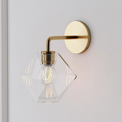 Sculptural Glass Faceted Wall Sconce - Small | West Elm