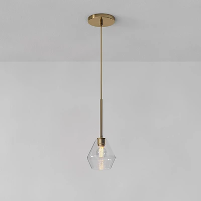 Sculptural Glass Geo Pendant Light - Large (Clear) | West Elm