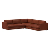 Haven Leather 3 Piece L-Shaped Sectional | Sofa With Chaise West Elm