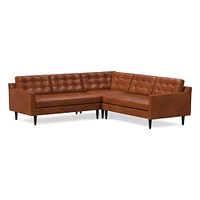 Drake Leather 3-Piece L-Shaped Sectional (100") | West Elm