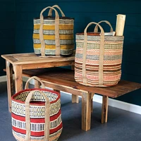 Multicolored Woven Baskets w/ Handles (Set of 3) | West Elm