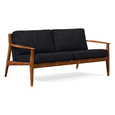 Mid-Century Leather Show Wood Sofa (66") | West Elm