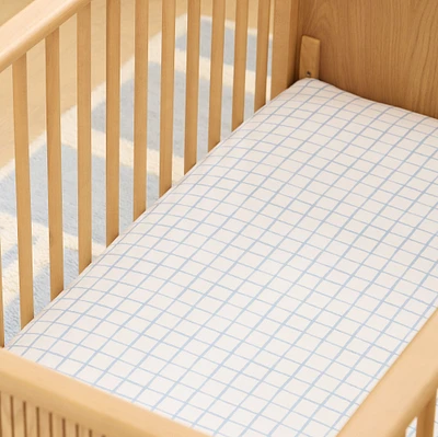 Organic Painterly Grid Crib Fitted Sheet | West Elm