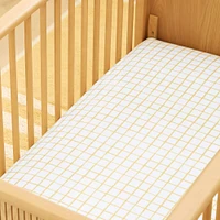 Organic Painterly Grid Crib Fitted Sheet | West Elm