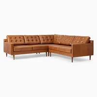 Drake Leather 3-Piece L-Shaped Sectional (100") | West Elm