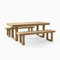 Portside Wood Outdoor Dining Table (76.5") & Benches Set | West Elm