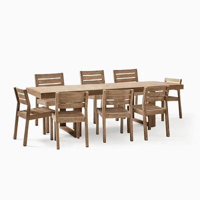 Portside Wood Outdoor Expandable Dining Table (76.5"–106") & Chairs Set | West Elm