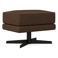 Viv Leather High-Back Swivel Chair Ottoman | West Elm