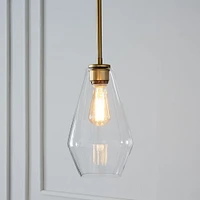 Sculptural Glass Geo Pendant Light - Large (Clear) | West Elm