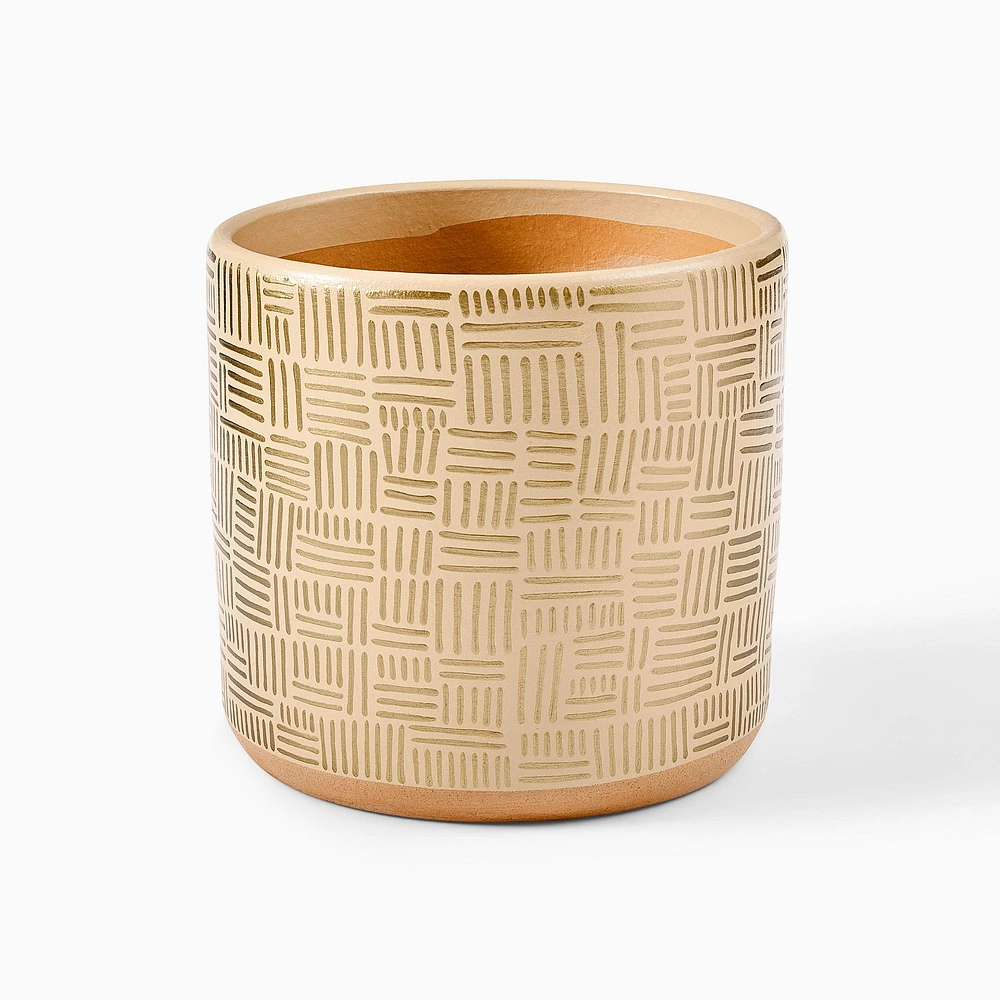 Ultralight Dreams Khari Hand-Painted Striped Mid-Century Planter | West Elm