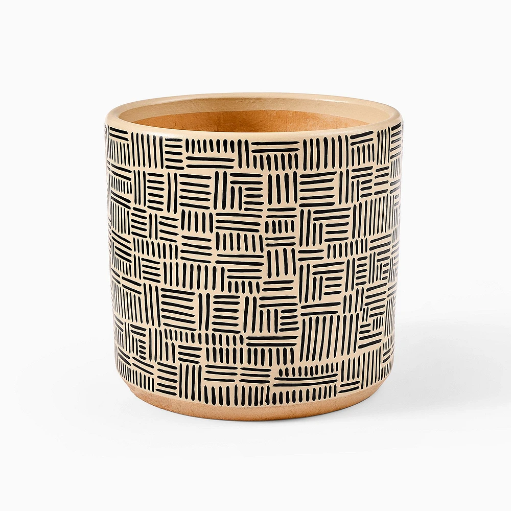 Ultralight Dreams Thema Hand-Painted Striped Mid-Century Planter | West Elm